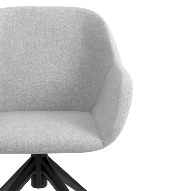 chaise de reunion noir gris clair giratoire avec roulettes tissu accoudoirs rembourres 5