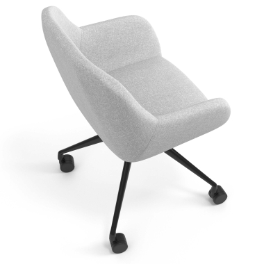 chaise de reunion noir gris clair giratoire avec roulettes tissu accoudoirs rembourres 7