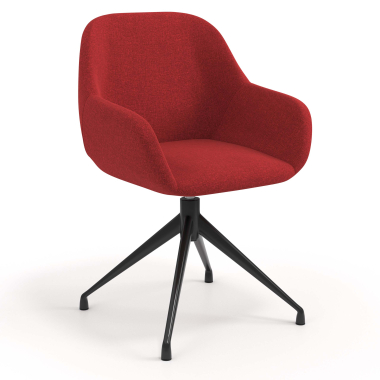 chaise de reunion noir rouge pivotante tissu accoudoirs rembourres 1