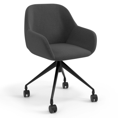 chaise de reunion noir anthracite giratoire avec roulettes tissu accoudoirs rembourres 1