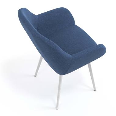 chaise visiteur blanc bleu 4 pattes tissu accoudoirs rembourres 7