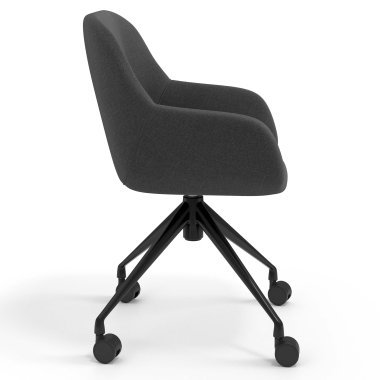 chaise de reunion noir anthracite giratoire avec roulettes tissu accoudoirs rembourres 3