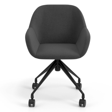 chaise de reunion noir anthracite giratoire avec roulettes tissu accoudoirs rembourres 4