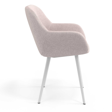 chaise visiteur blanc beige 4 pattes tissu accoudoirs rembourres 3