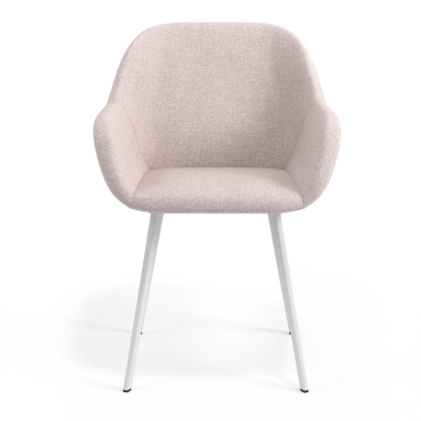 chaise visiteur blanc beige 4 pattes tissu accoudoirs rembourres 4