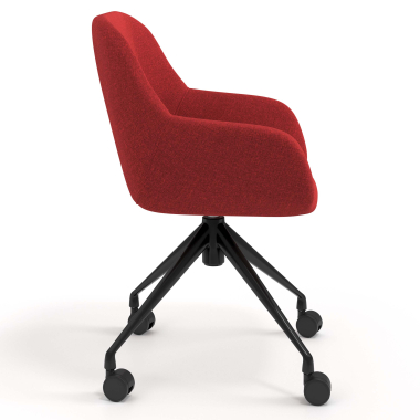 chaise de reunion noir rouge giratoire avec roulettes tissu accoudoirs rembourres 3