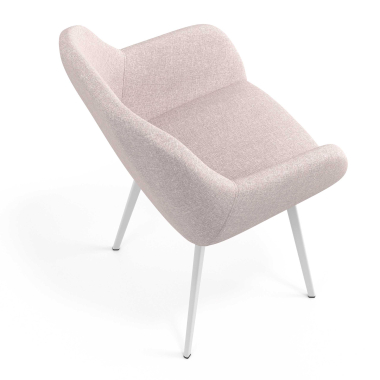 chaise visiteur blanc beige 4 pattes tissu accoudoirs rembourres 7