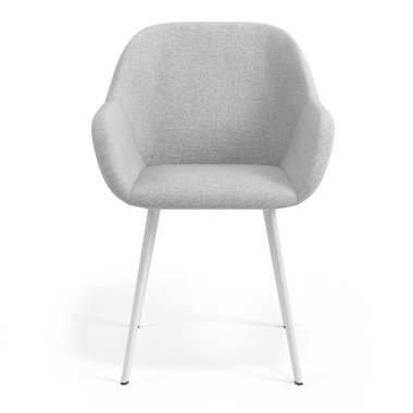 chaise visiteur blanc gris clair 4 pattes tissu accoudoirs rembourres 4