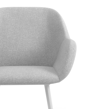 chaise visiteur blanc gris clair 4 pattes tissu accoudoirs rembourres 5