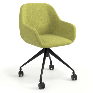 chaise de reunion noir vert giratoire avec roulettes tissu accoudoirs rembourres 1