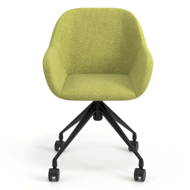 chaise de reunion noir vert giratoire avec roulettes tissu accoudoirs rembourres 4