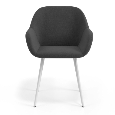 chaise visiteur blanc anthracite 4 pattes tissu accoudoirs rembourres 4