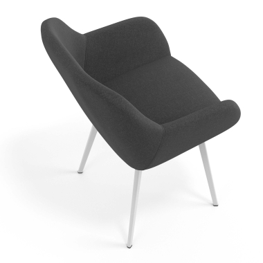 chaise visiteur blanc anthracite 4 pattes tissu accoudoirs rembourres 7