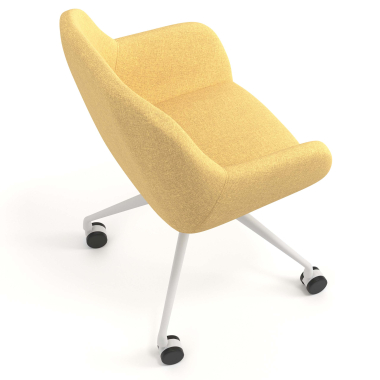 chaise de reunion blanc jaune giratoire avec roulettes tissu accoudoirs rembourres 7