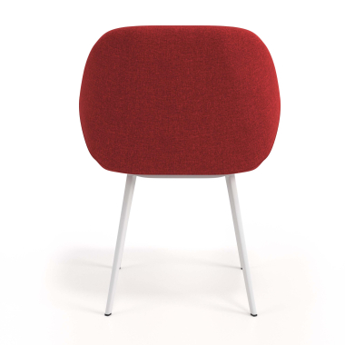 chaise visiteur blanc rouge 4 pattes tissu accoudoirs rembourres 6