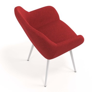 chaise visiteur blanc rouge 4 pattes tissu accoudoirs rembourres 7