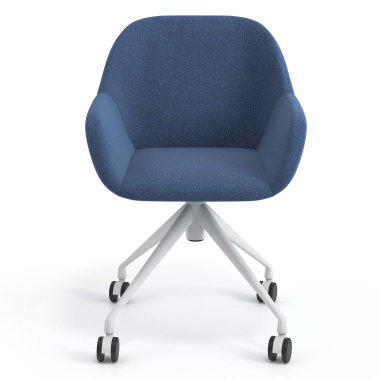 chaise de reunion blanc bleu giratoire avec roulettes tissu accoudoirs rembourres 4