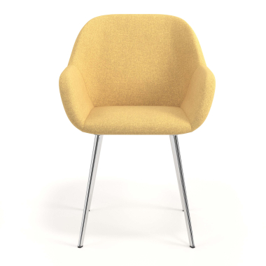 chaise visiteur chromee jaune 4 pattes tissu accoudoirs rembourres 4