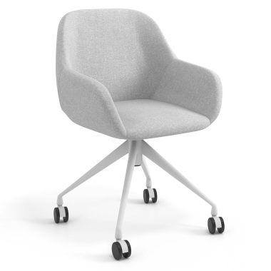 chaise de reunion gris clair giratoire avec roulettes tissu accoudoirs rembourres 1