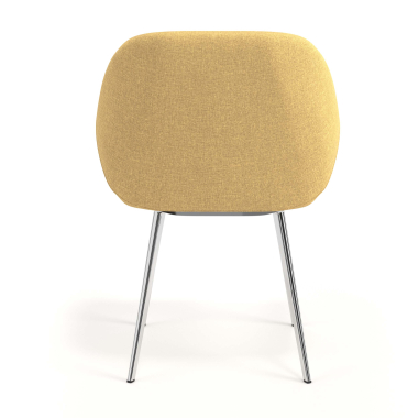 chaise visiteur chromee jaune 4 pattes tissu accoudoirs rembourres 6