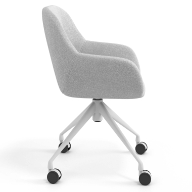 chaise de reunion gris clair giratoire avec roulettes tissu accoudoirs rembourres 3