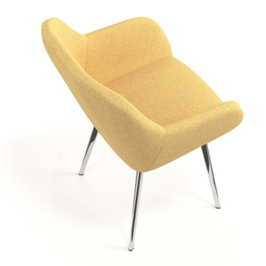 chaise visiteur chromee jaune 4 pattes tissu accoudoirs rembourres 7