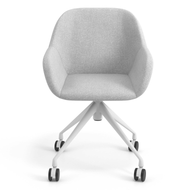 chaise de reunion gris clair giratoire avec roulettes tissu accoudoirs rembourres 4
