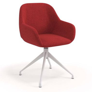 chaise de reunion blanc rouge pivotante tissu accoudoirs rembourres 1