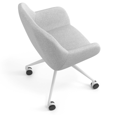 chaise de reunion gris clair giratoire avec roulettes tissu accoudoirs rembourres 7