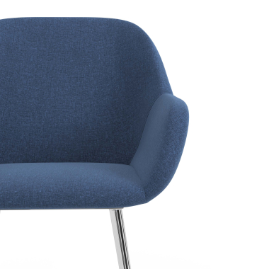 chaise visiteur chromee bleu 4 pattes tissu accoudoirs rembourres 5