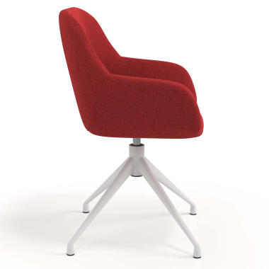 chaise de reunion blanc rouge pivotante tissu accoudoirs rembourres 3