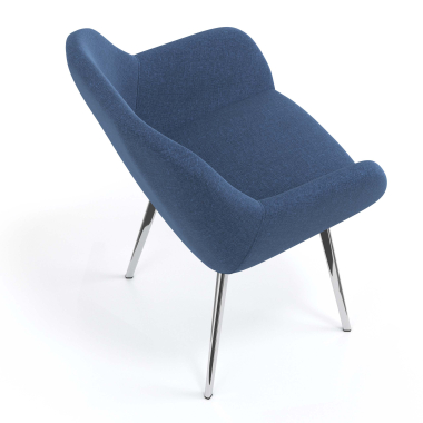 chaise visiteur chromee bleu 4 pattes tissu accoudoirs rembourres 7