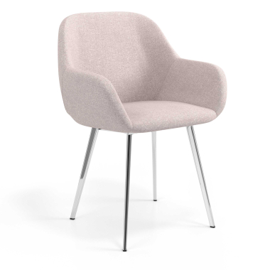 chaise visiteur chromee beige 4 pattes tissu accoudoirs rembourres 1