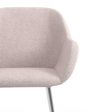 chaise visiteur chromee beige 4 pattes tissu accoudoirs rembourres 5