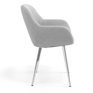 chaise visiteur chromee gris clair 4 pattes tissu accoudoirs rembourres 3