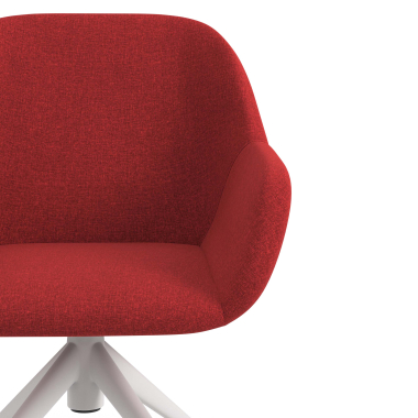 chaise de reunion blanc rouge giratoire avec roulettes tissu accoudoirs rembourres 5