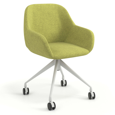 chaise de reunion blanc vert giratoire avec roulettes tissu accoudoirs rembourres 1
