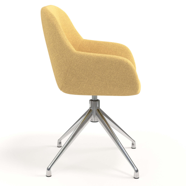 chaise de reunion chromee jaune pivotante tissu accoudoirs rembourres 3