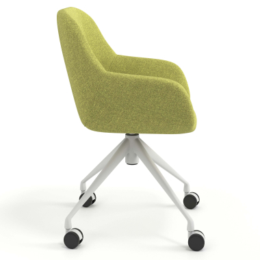chaise de reunion blanc vert giratoire avec roulettes tissu accoudoirs rembourres 3