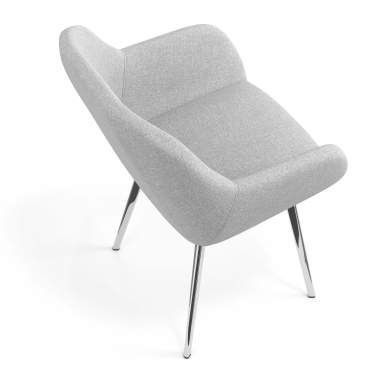 chaise visiteur chromee gris clair 4 pattes tissu accoudoirs rembourres 7