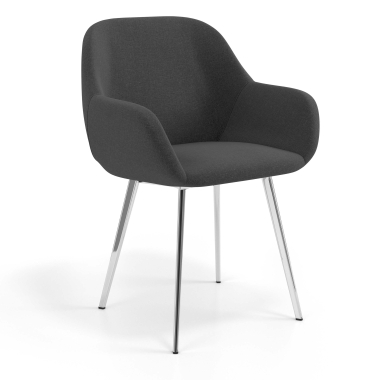 chaise visiteur chromee anthracite 4 pattes tissu accoudoirs rembourres 1
