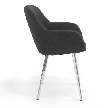 chaise visiteur chromee anthracite 4 pattes tissu accoudoirs rembourres 3