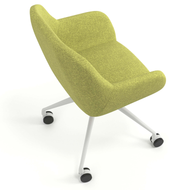 chaise de reunion blanc vert giratoire avec roulettes tissu accoudoirs rembourres 7