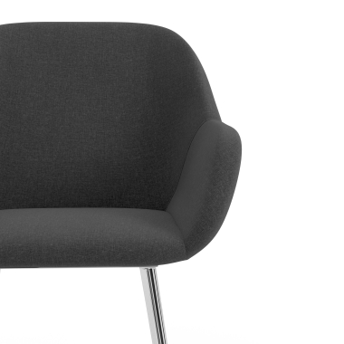 chaise visiteur chromee anthracite 4 pattes tissu accoudoirs rembourres 5