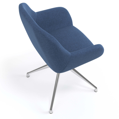 chaise de reunion chromee bleu pivotante tissu accoudoirs rembourres 7