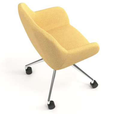 chaise de reunion chromee jaune giratoire avec roulettes tissu accoudoirs rembourres 7