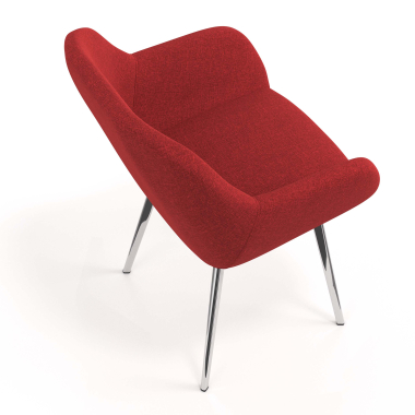chaise visiteur chromee rouge 4 pattes tissu accoudoirs rembourres 7