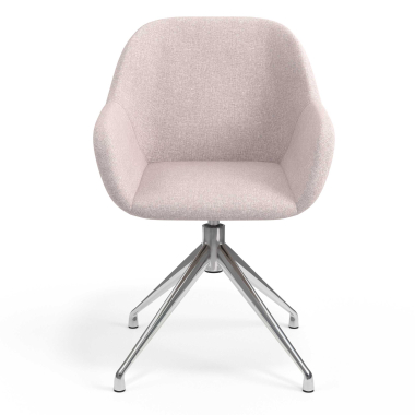 chaise de reunion chromee beige pivotante tissu accoudoirs rembourres 4