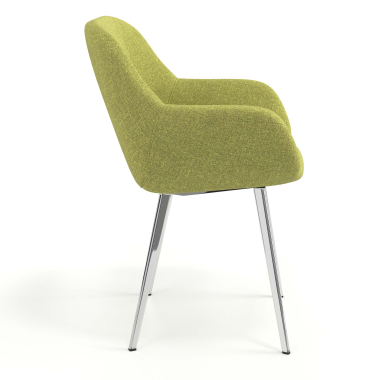 chaise visiteur chromee vert 4 pattes tissu accoudoirs rembourres 3