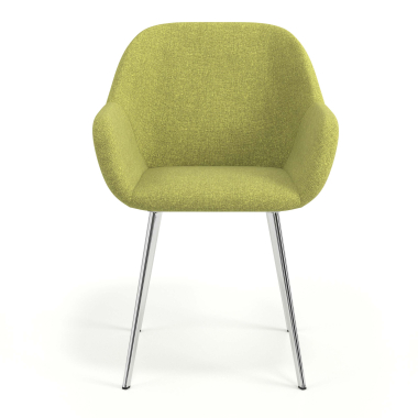 chaise visiteur chromee vert 4 pattes tissu accoudoirs rembourres 4